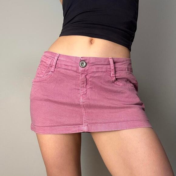 Pink denim micro mini jean skirt size 8 by TRF - Picture 6 of 8